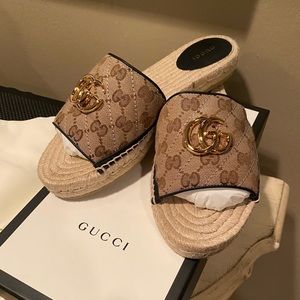 Women’s GG matelassé canvas espadrille sandal